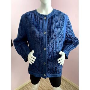 Vintage 90s Gene Ewing Bis Denim Wrinkled Jacket LARGE Jean Jacket